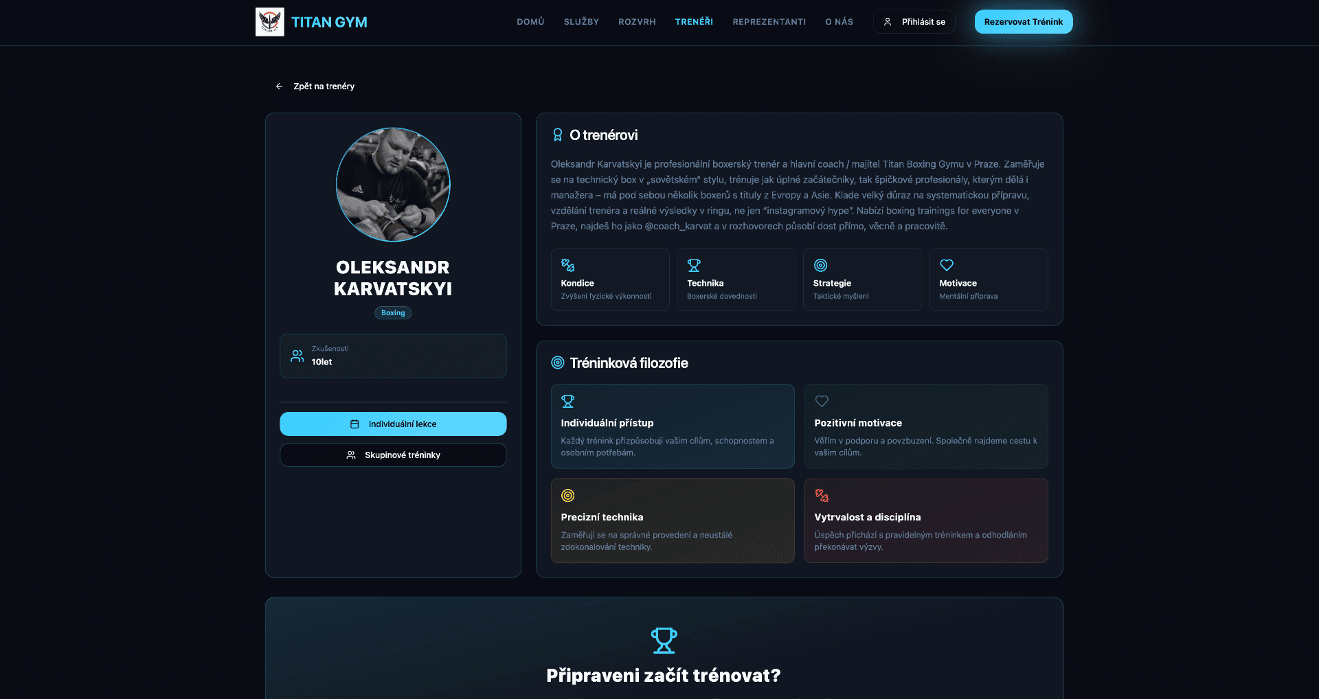 Titan Gym – Website für Boxclub mit Online-Buchung
